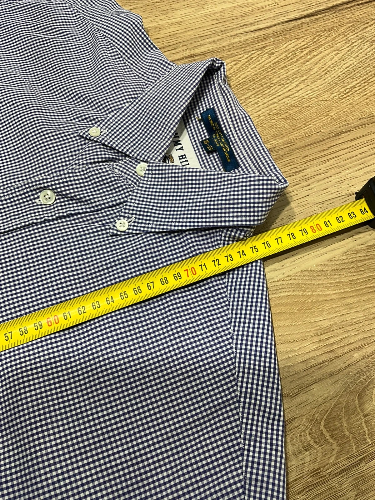 Chemise Tommy Hilfiger Crest 16-33 Vintage 100% Coton Vichy Bleu Marine – photo 12